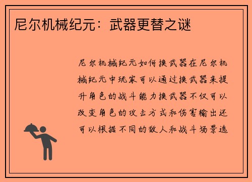 尼尔机械纪元：武器更替之谜